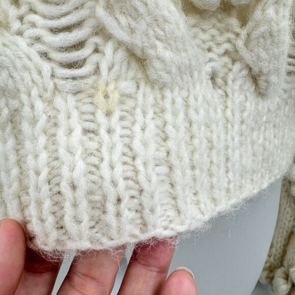 One On One Revolve Alpaca Popcorn Cable Knit Sweater Sz 1/Small Ivory Cottage ** - Picture 3 of 14